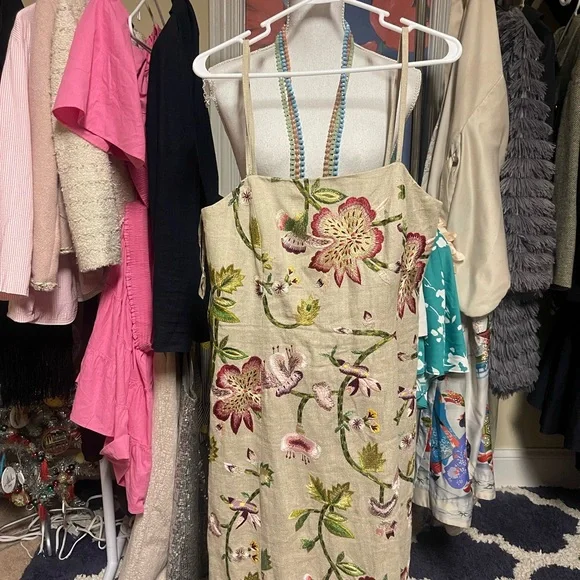 Carlisle Cream Dress with Floral Embroidery - Picture 4 of 6